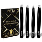Stainless Steel Tweezers 4 Pack Black Eyebrow Hair Removal