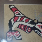 Vintage Northwest Coast Needle Point Killer Whale Cross Stitch Indigenous Art