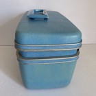 Vintage Blue Samsonite Silhouette Train Case Luggage With Mirror And Tray