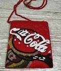 Vintage Red Beaded Coca Cola Small Cross Body Bag Purse Delicate 6x6   