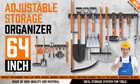 64 Inch Garage Tool Organizer Wall Mount Hooks Adjustable Storage Holders Garden