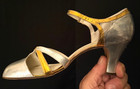 Vtg Hollywood Deco Silver Screen 1930s Pumps  Metallic Kid Skin By Daniel Green