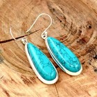 925 Sterling Silver Turquoise Gemstone Handmade Dangle Earrings For Women