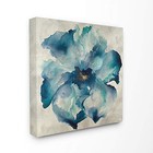 Dark Misty Blue Watercolor Flower Painting 17l  X 1 5w  Gallery Wrapped Canvas