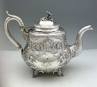 Boston Coin Silver Landscape Birds Teapot Harris Stanwood 22 Oz