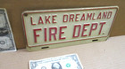 Fire Dept - Lake Dreamland - Emergency Vehicle - Old Original - License Tag Sign
