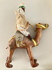 Vintage Folk Art Hand Made Leather Camel W rider Figurine No Rips