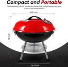 14-inch Portable Barbecue Grill With 3-point Locking Lid For Heat Preservation    