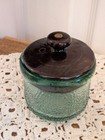 Vintage Glass Tobacco Jar Humidor With Clay Vented Lid