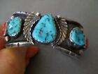 M Lasiloo Native American Zuni Kingman Turquoise  Coral Sterling Silver Bracelet