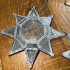 Pair Of Vintage Fleur-de-lis 8-point Clear Glass Moravian Star Lanterns Boho