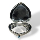 2003 Est  e Lauder Heart-shaped Compact Jeweled Blue Clasp Silver Tone Empty Case