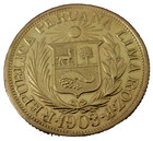 Peru 1903 Gold Libra  pound  Au Cleaned Polished Mount Removed