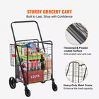 Folding Shopping Cart  Jumbo Grocery Cart With Double Baskets  360   Swivel Wheel