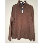 Polo Ralph Lauren Mens Nutmeg Brown 1 4 Zip Cotton Pullover Sweater Large Nwt