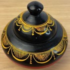Wooden Lacquered Powder Bowl Red Black Floral Vintage Trinket Jar