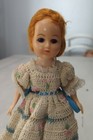 Vintage Hard Plastic 11  Doll In Crochet Dress And Shoes 