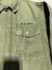 Vintage Usmc P56 Cotton Sateen Fatigue Shirt Korean War Big Stencil As M   L