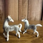 Vintage Porcelain Horses 2 1 2    Tall Gray   White Lot Of 2