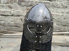 Medieval Knight Viking Helmet   Battle Warrior Helmet   Chain Mail 