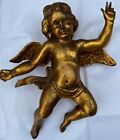 Antique 19th Century Italian Hanging Carved Gilt Wood Putti Angel Cherub Figure
