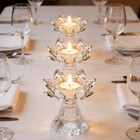 1 Pc Silver Crystal Flower Tea Light Holder  Glass Lotus Tealight Candlestick 