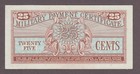 Us Mpc Military Payment Certificate 25 Cents Note Series 611