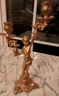 Antique Gilt Metal Double Candlestick  Putto Style Athlete - Vintage By Colle
