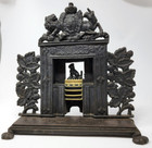 Unique Victorian Antique Cast Iron Fireplace Salesman   s Sample Lion Dog Unicorn