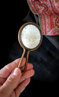 Antique Brass Female Portrait Hand Mirror  Pocket  Purse Mirror - 1900 s-1920 s