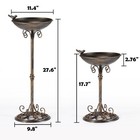 11 4  W 27 6  H Cast Iron Pedestal Bird Baths For Outdoors  Vintage Metal Bir   
