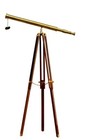 39  Nautical Telescope On Wooden Tripod Stand Antique Vintage Brass Spyglass