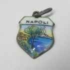 Napoli Italy Charm Porcelain 925 Sterling Silver Vintage Shield