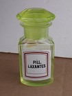 Antique Rare Uranium Glass Apothecary Chemist Pharmacy Medicine Bottle Vaseline 