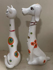 2 Famous Artists Decanters Benny Bow Wow   Mamie Meoew 1973 Italy 16  Tall Decor