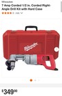 Milwaukee 7 Amp Corded 1 2 In  Corded Right-angle Drill Kit With Hard Case