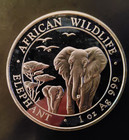 2015 Somalia African Wildlife Elephant  Bu 1 Oz  999 Silver Coin Somali Republic