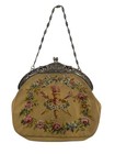 Antique Aubusson Tapestry Purse Romantic Cherubs With Rare Sterling Frame
