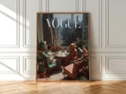 Rooftop Brunch New York City Print  Manhattan Skyline Vertical Poster  Retro Urb