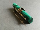 Antique Russian Gold Malachite Brooch 19thc