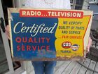 Vintage Original Cbs Radio - Television Double Sided Flange Sign Hytron Tubes