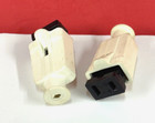 2-pk Female White Flat Rubber Cord Connector 2p 2w 15a 125v Plug 1-15r New 86w