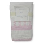Pottery Barn Kids Embroidered Crib Skirt Pink White Cotton Nursery Dust Ruffle 