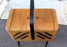 Vintage Wooden Accordion Sewing Box 3 Tier Chest With Legs