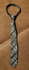 Boys Van Heusen Neck Tie 14  Plaid Black Grey
