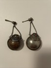 Antique Vintage Snuff Bottle Perfume Stopper Lot Of 2 Sterling With Stones