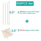 500 Count 6 Inch Long Cotton Swabs With Sturdy Bamboo Sticks - Absorbent   Li   