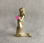 Brass Kneeling Position Girl Statue Art Naked Beauty Model Pendant Decor