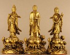 7 8 pure Bronze Buddhism Lotus Western Shakyamuni Buddha Kwan-yin God Statue Set