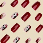Halloween Press On Nails Skeleton Square Fake Nails With Flowers Style 28
